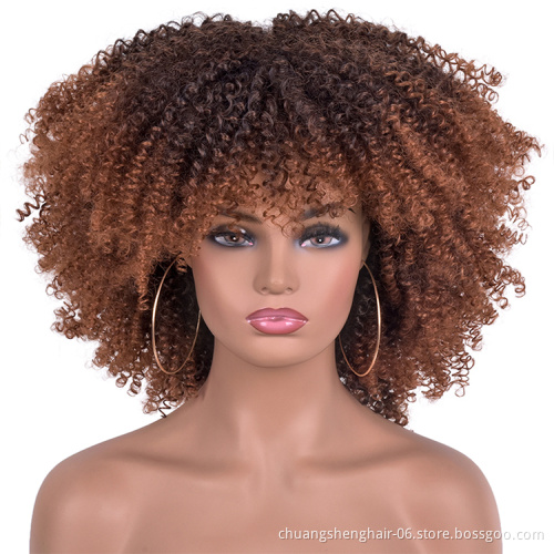 African Wig Supplier black women with bangs afro blonde short long synthetic headband short deep hair afro kinky wigs curly wig